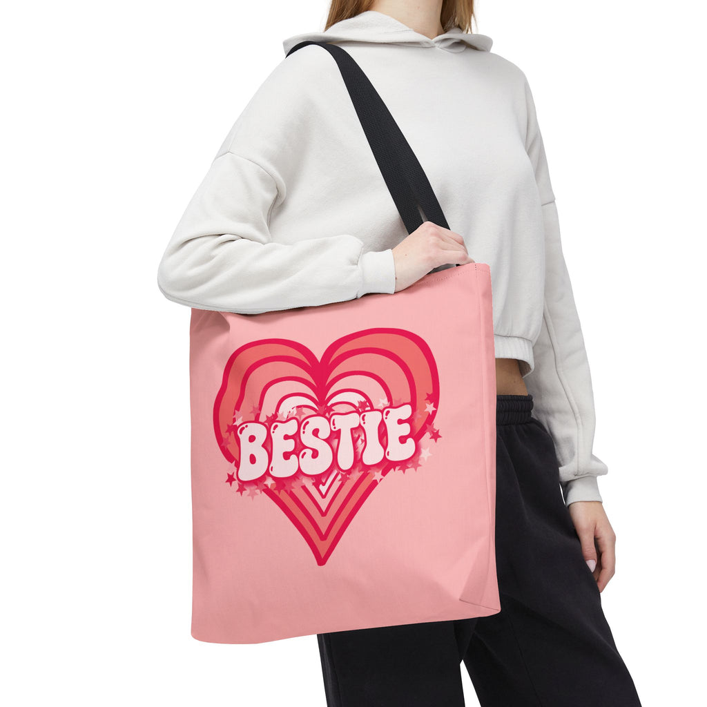 Personalizable Bestie Tote Bag - Strawberry Milk Pink Hearted Tote