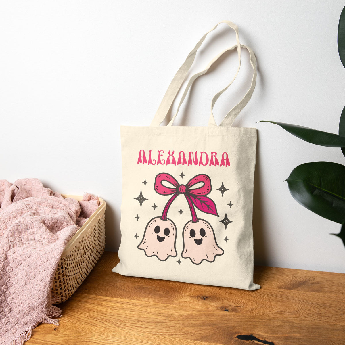 Personalized Ghosts Tote Bag — Cute Halloween Alexandra Canvas Tote