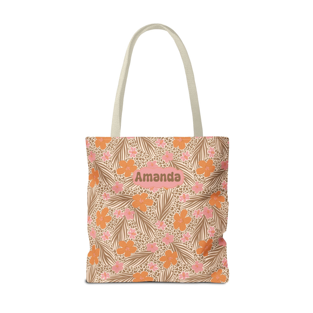 Personalizable Tropical Tote - Pink and Orange Floral Bag