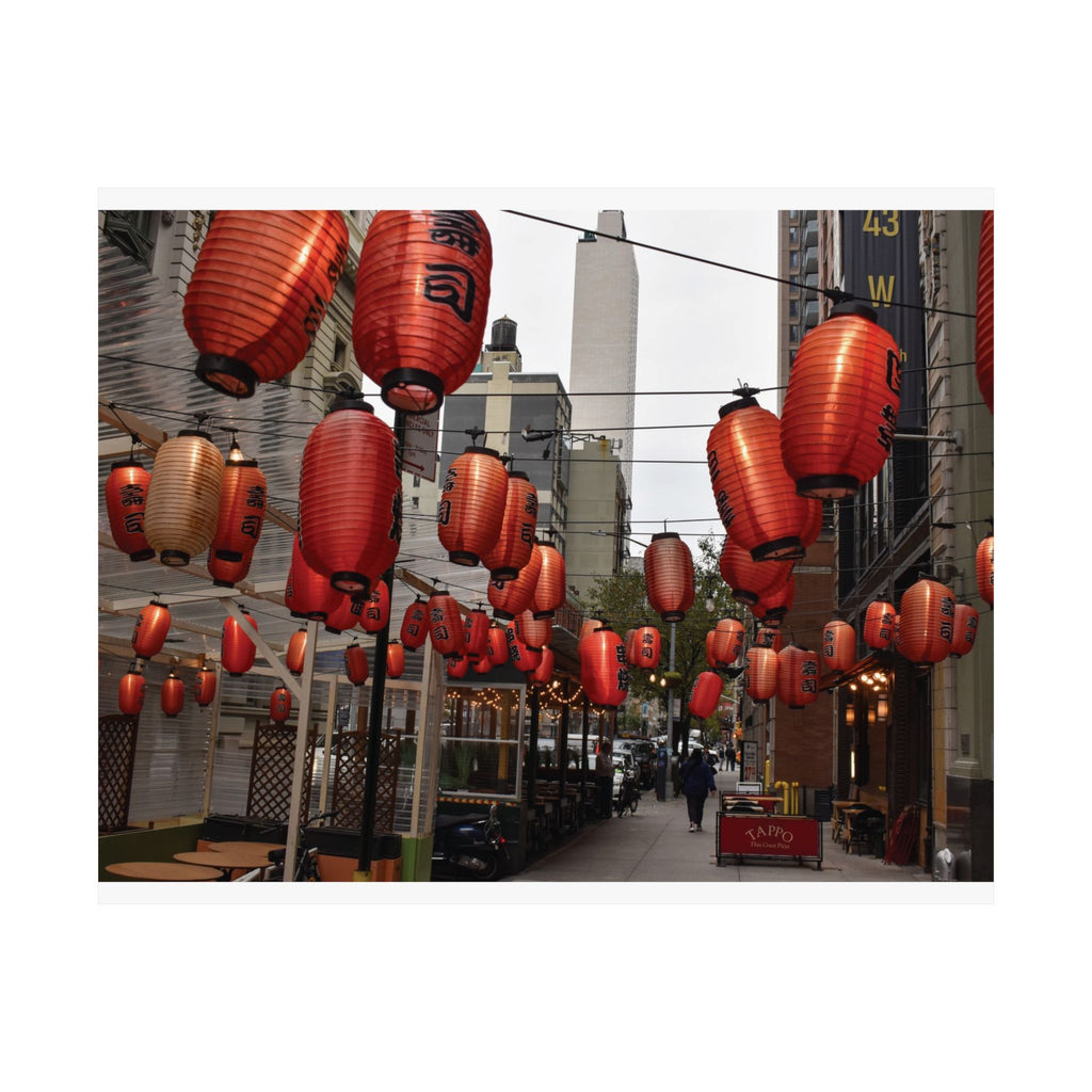 Urban Streetscape Photo - Red Lanterns Satin Poster