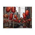 Urban Streetscape Photo - Red Lanterns Satin Poster