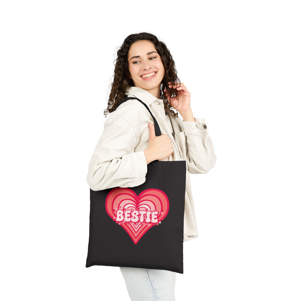 Best Friend Tote Bag - Personalizable Strawberry Milk Pink Bestie Canvas Tote