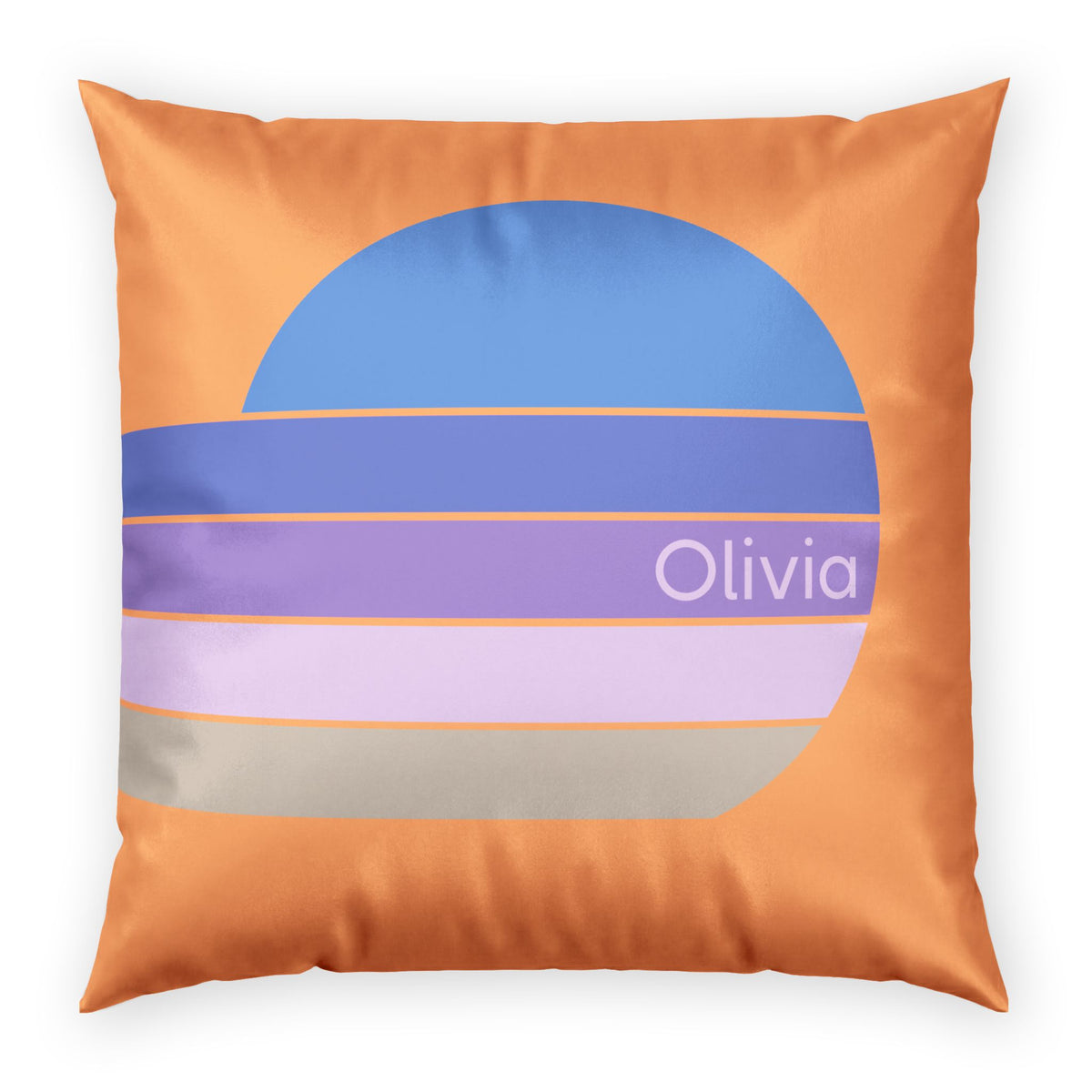 Striped Minimalist Sunrise Pillow - Personalizable Early 80's Blue and Purple Retro Velvet Pillow