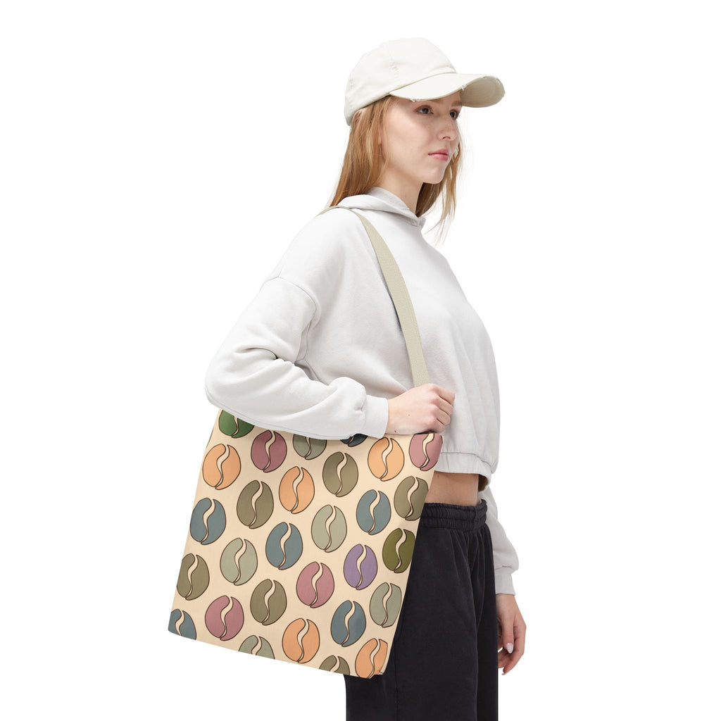 Colorful Coffee Tote Bag - Coffee Lover's Bean Bag in Cream