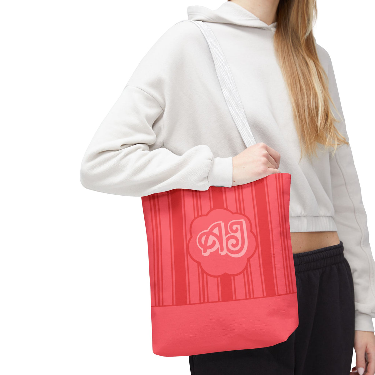 Monogram Pink Striped Tote Bag —Personalizable Market Tote