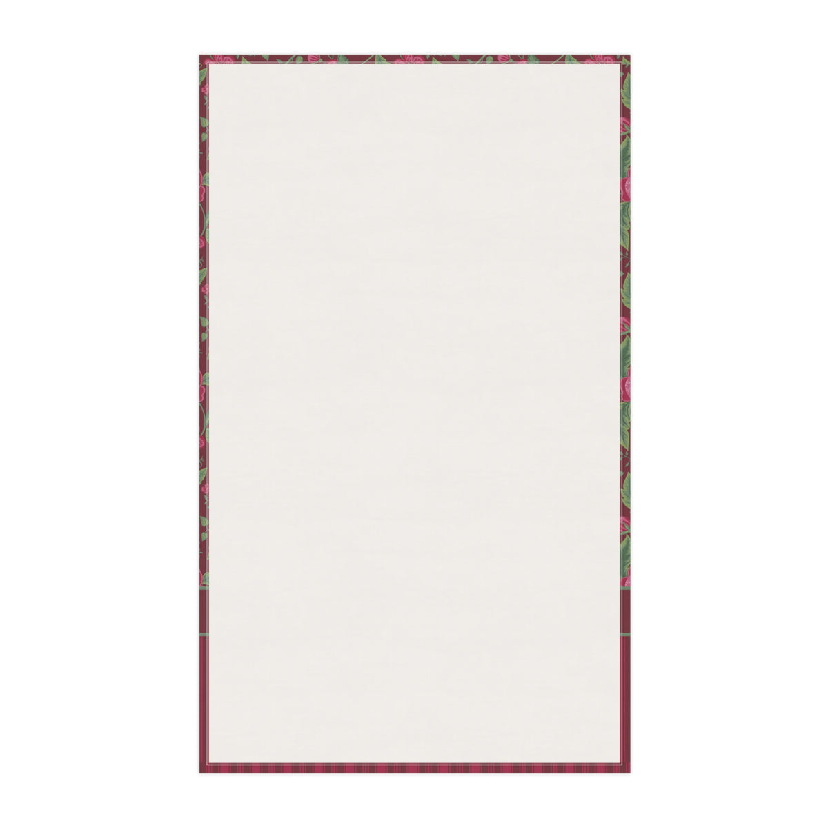 Personalized Vintage Kitchen Towel - Pink and Burgundy Jacobean Floral Striped Tea Towel