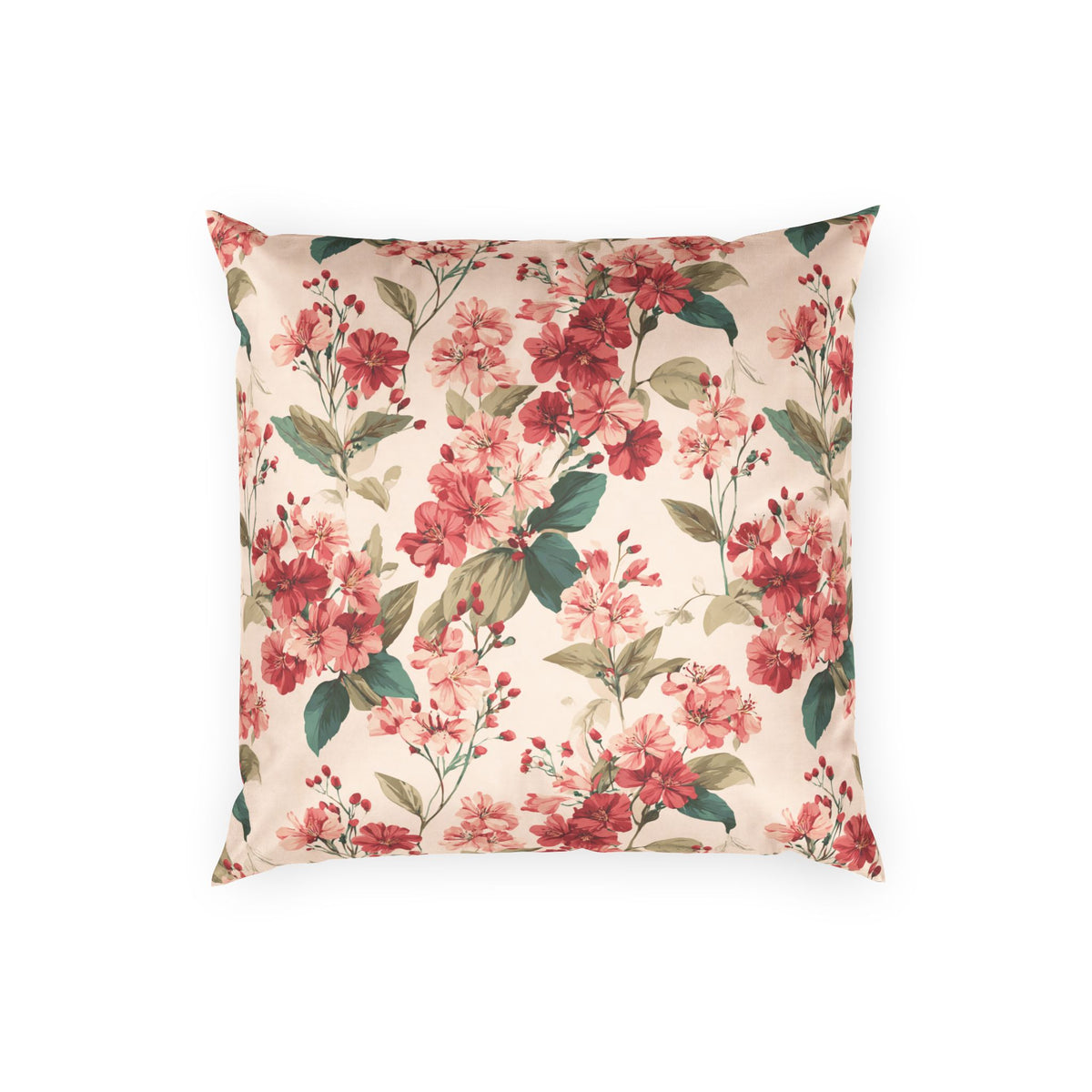 Velvet Floral Throw Pillow - Hibiscus on Pink Decorative Pillow
