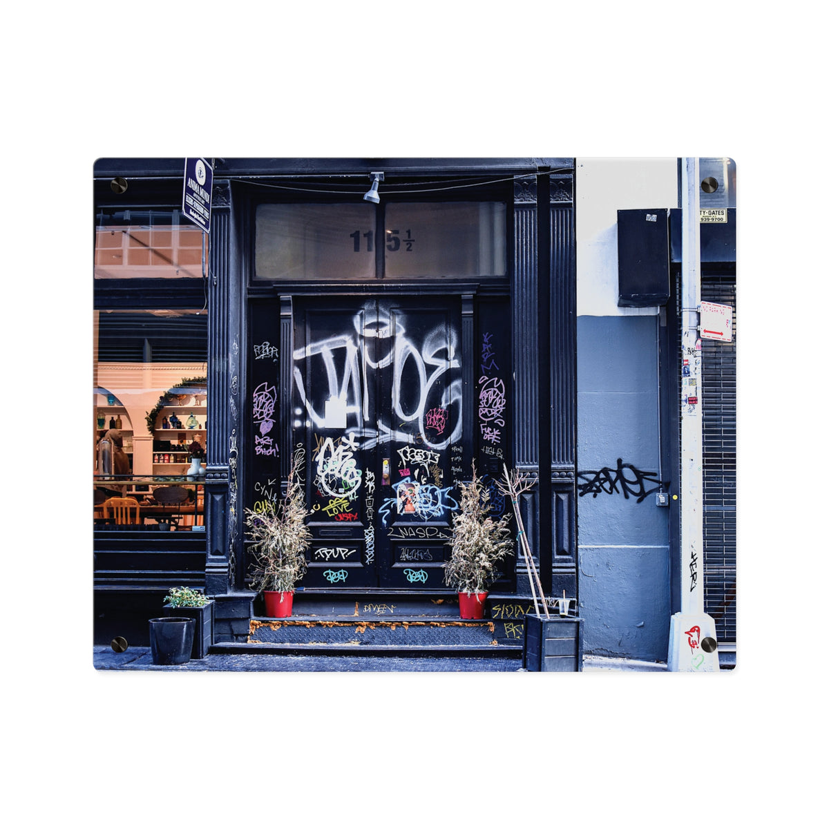 Urban Landscape Acrylic Art - Graffiti Doorways  Wall Art Panel