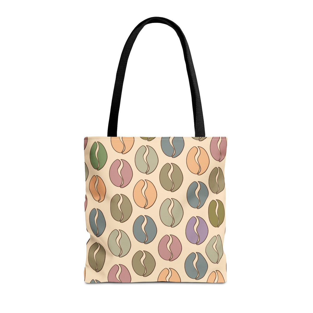 Colorful Coffee Tote Bag - Coffee Lover's Bean Bag in Cream