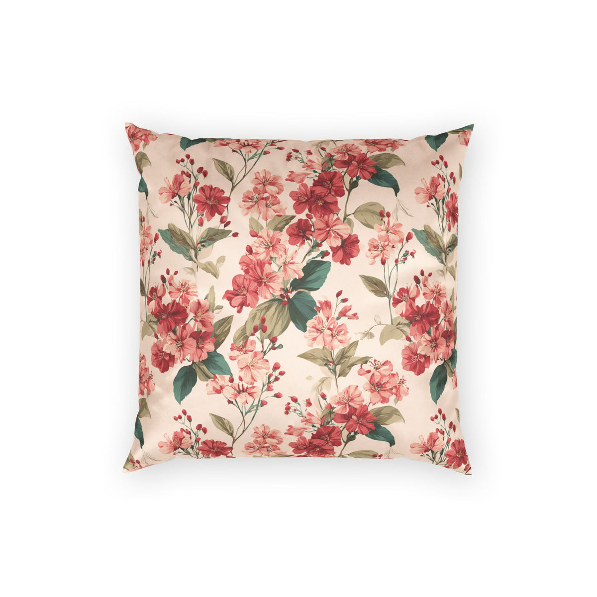 Velvet Floral Throw Pillow - Hibiscus on Pink Decorative Pillow