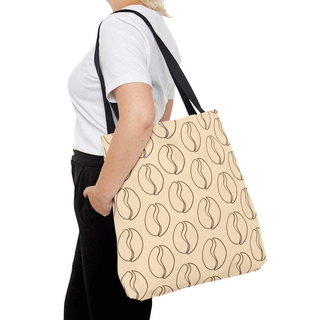 Minimalist Coffee Bean Tote Bag -Coffee Lover's Tote Bag in Cream