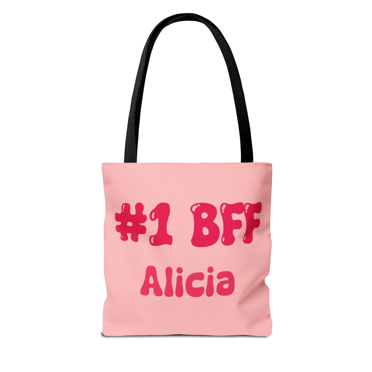 Personalizable Bestie Tote Bag - Strawberry Milk Pink Hearted Tote