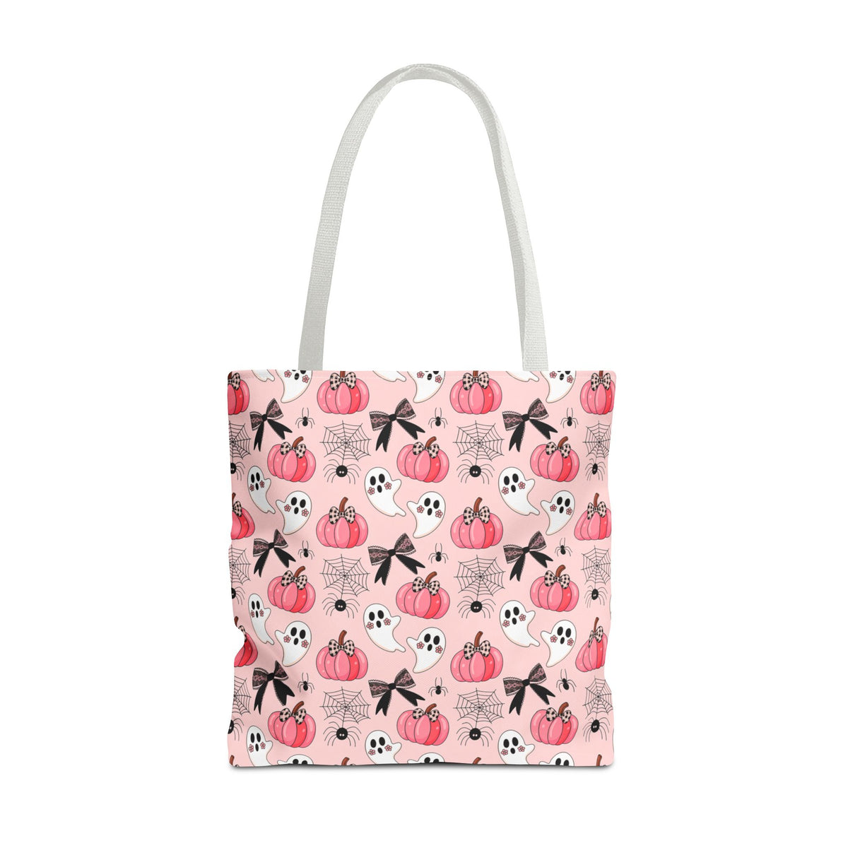 Coquette Pumpkin Halloween Tote Bag - Cute Ghosts and Bows Carryall