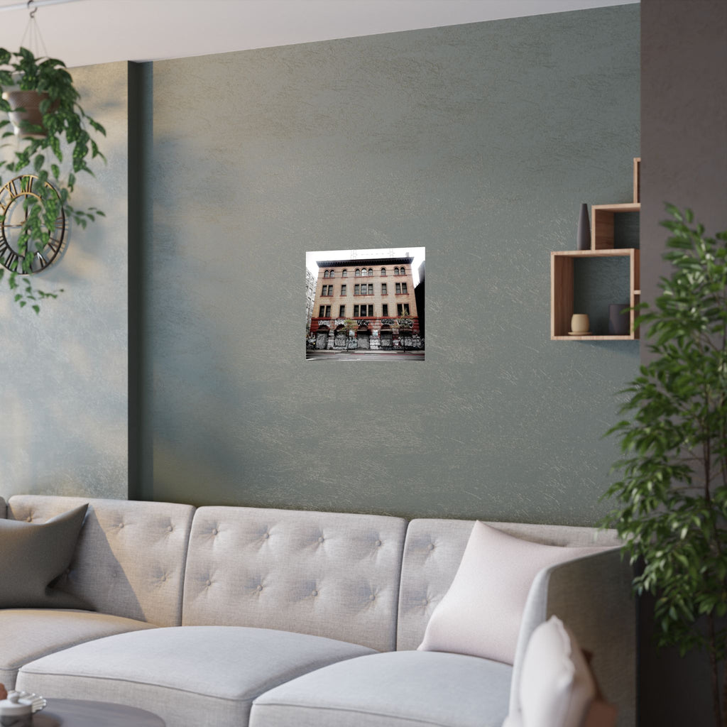 Urban Graffiti Photo Poster - Street Level Tagged Building Satin Poster