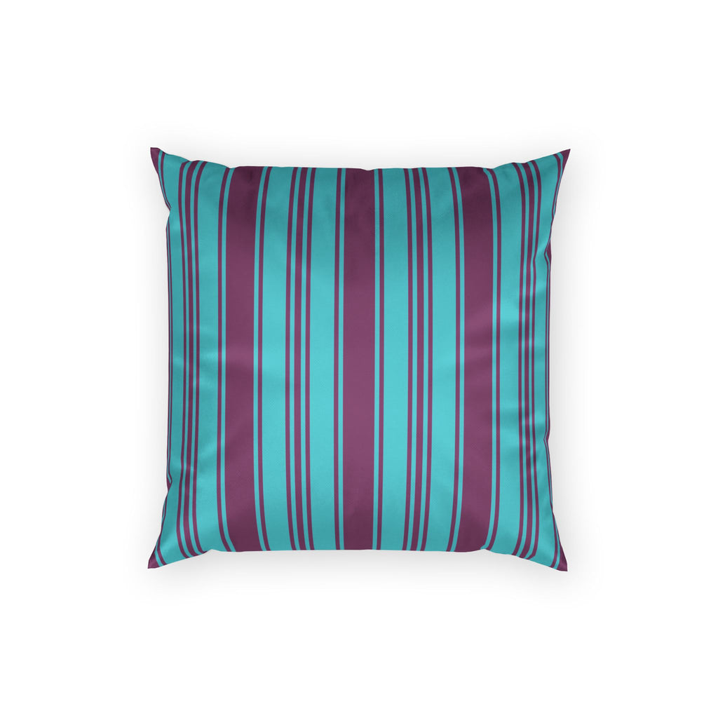 Velvet Ticking Stripe Pillow - Violet and Teal Decorative Throw Pillow