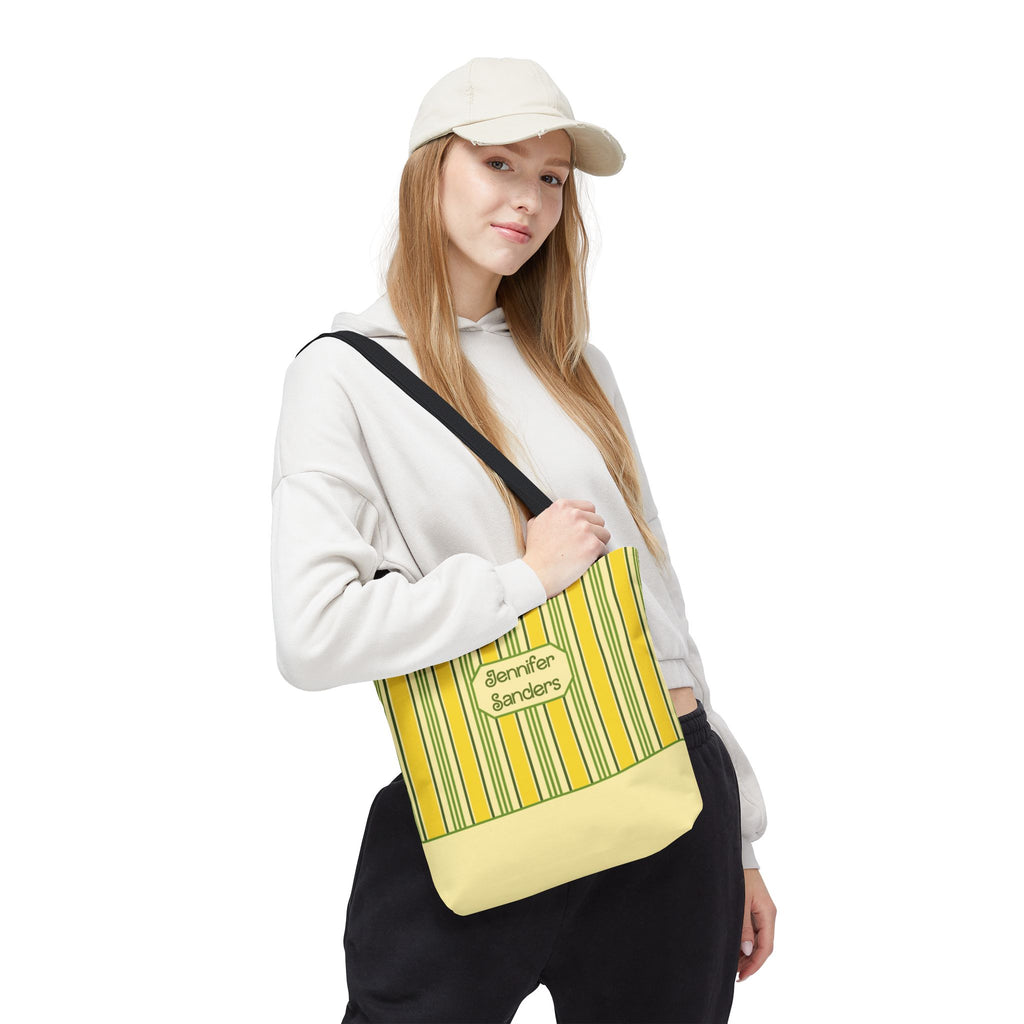 Personalizable Yellow and Green Striped Tote – Bright Summer Market Bag