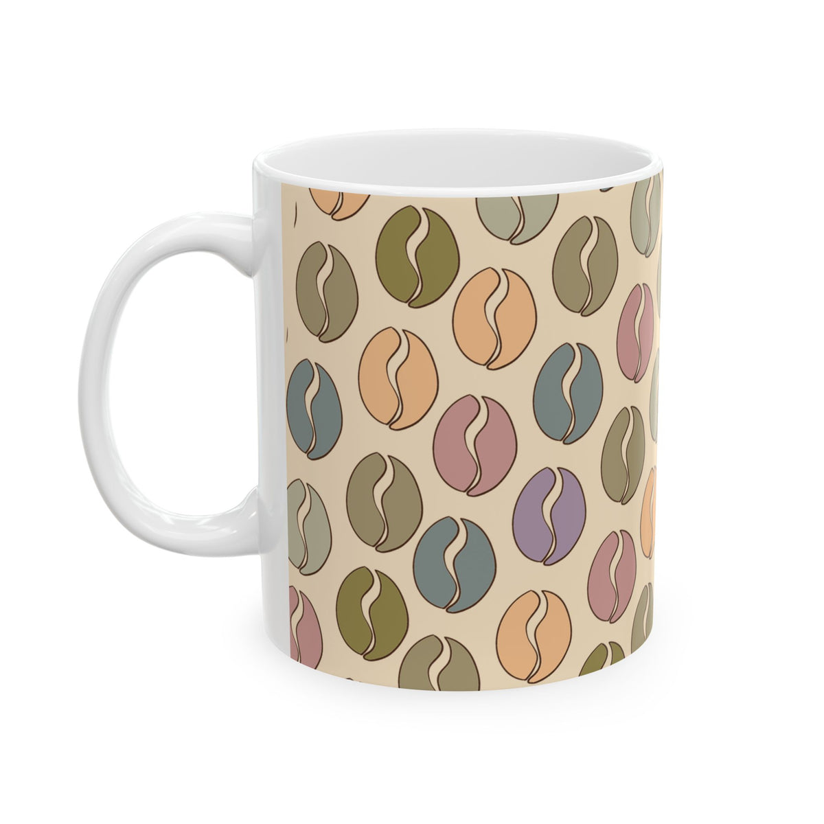 Colorful Vibes Coffee Bean Mug in Cream