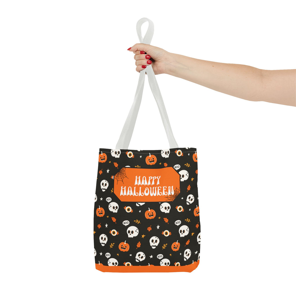 Halloween Pumpkin and Skulls Personalizable Trick-or-Treat Candy Bag