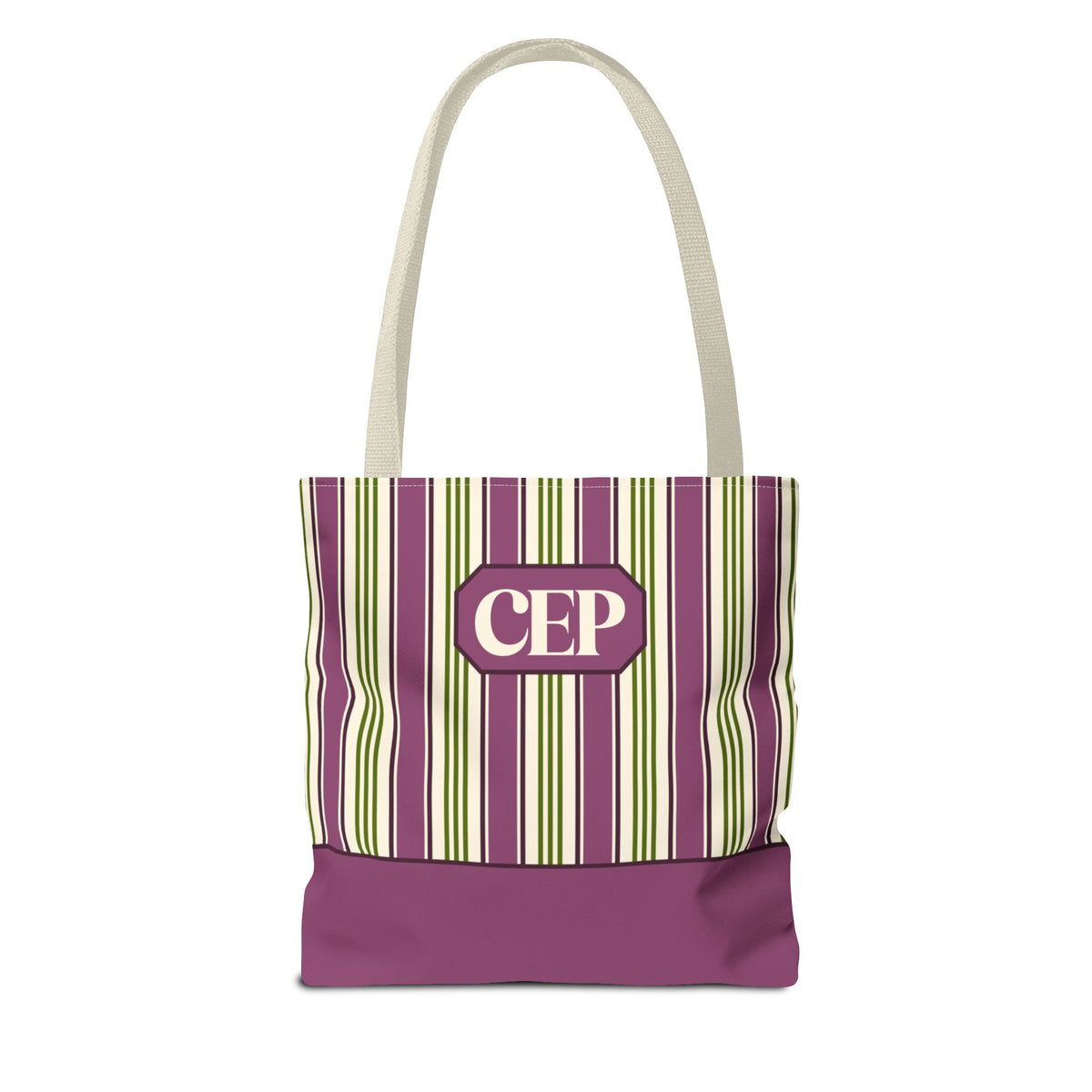 Personalizable Striped Tote Bag - Colorful Green and Purple Stripe Carryall