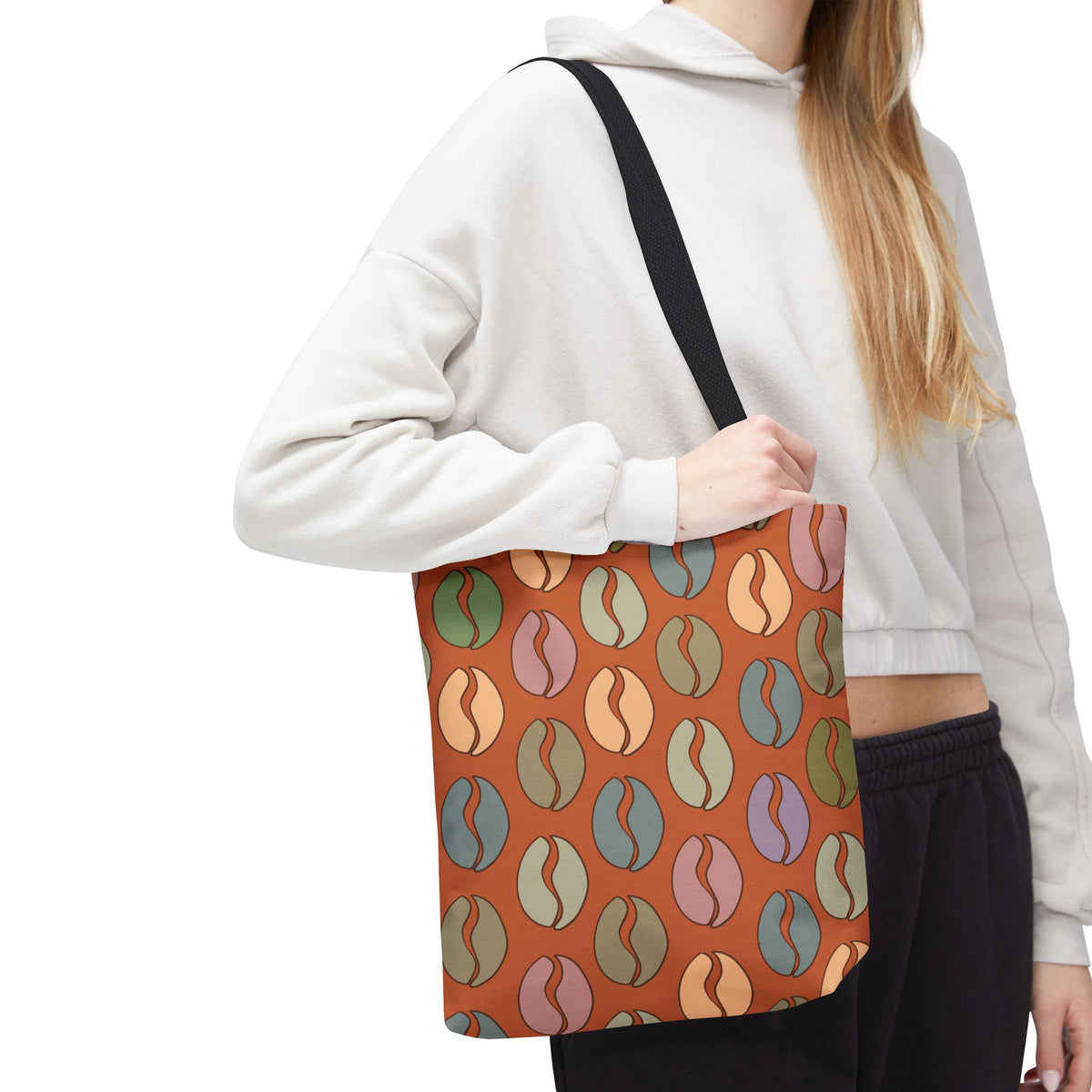 Coffee Lover's Tote - Colorful Coffee Bean Bag in Orange