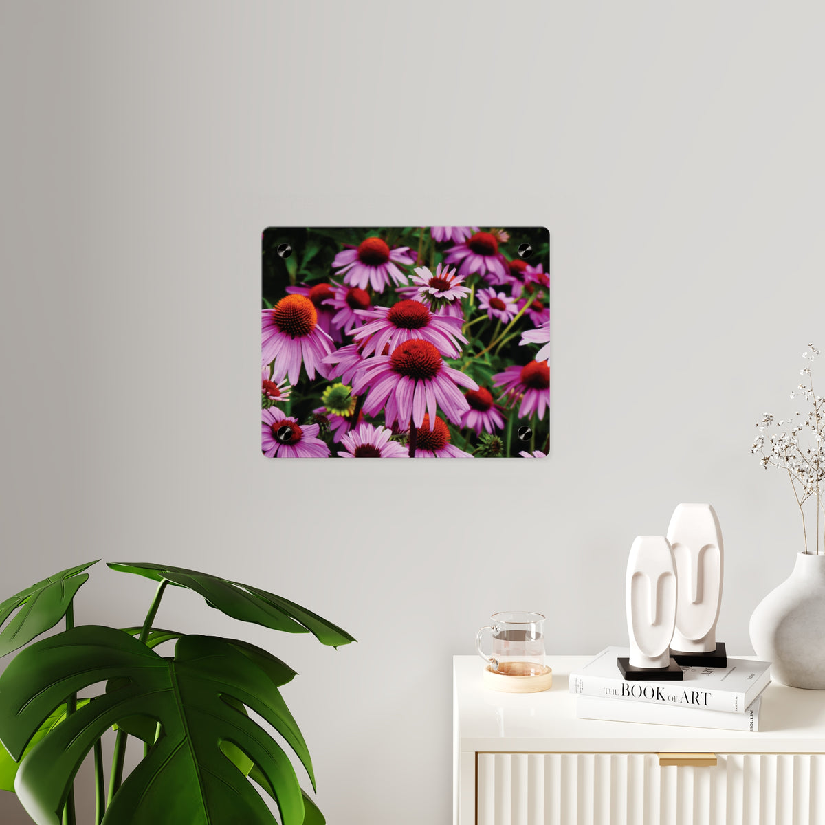 Purple Coneflowers Wall Art - Vibrant Field of Purple Coneflowers Acrylic Art Panel