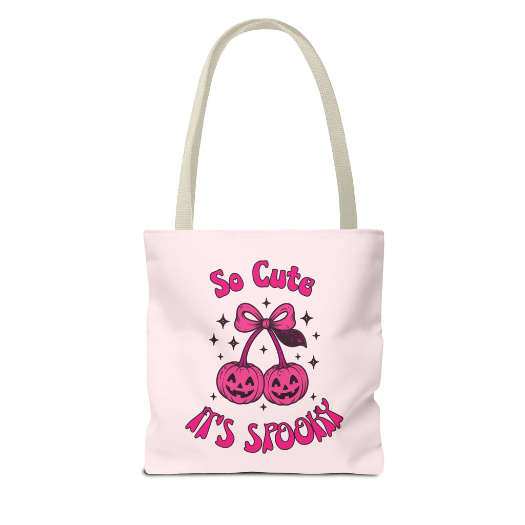 Personalized Halloween Tote - Pink Pumpkin Cherries "So Cute It's Spooky" Trick or Treat Bag