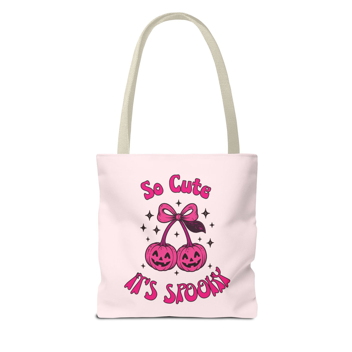 Personalized Halloween Tote - Pink Pumpkin Cherries "So Cute It's Spooky" Trick or Treat Bag