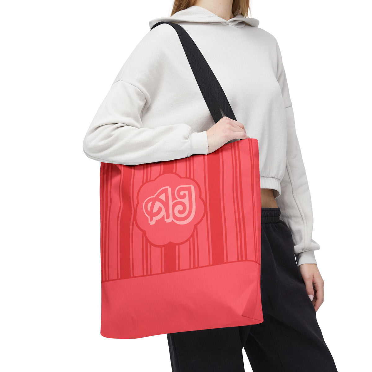 Monogram Pink Striped Tote Bag —Personalizable Market Tote