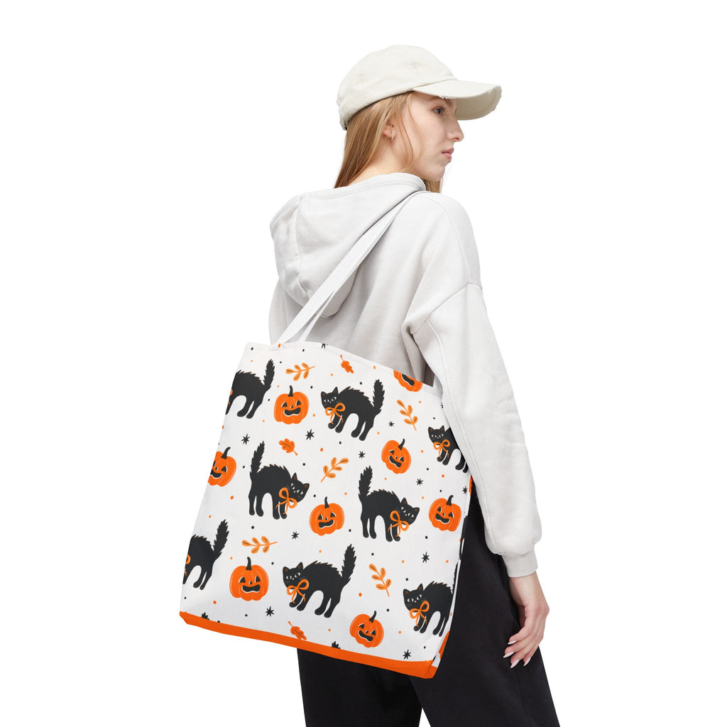 Cute Black Cats and Jack-O’-Lantern Halloween Tote Bag