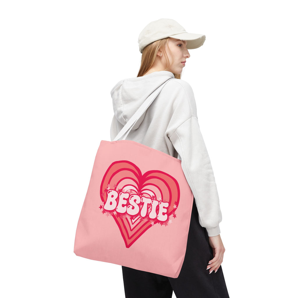 Personalizable Bestie Tote Bag - Strawberry Milk Pink Hearted Tote