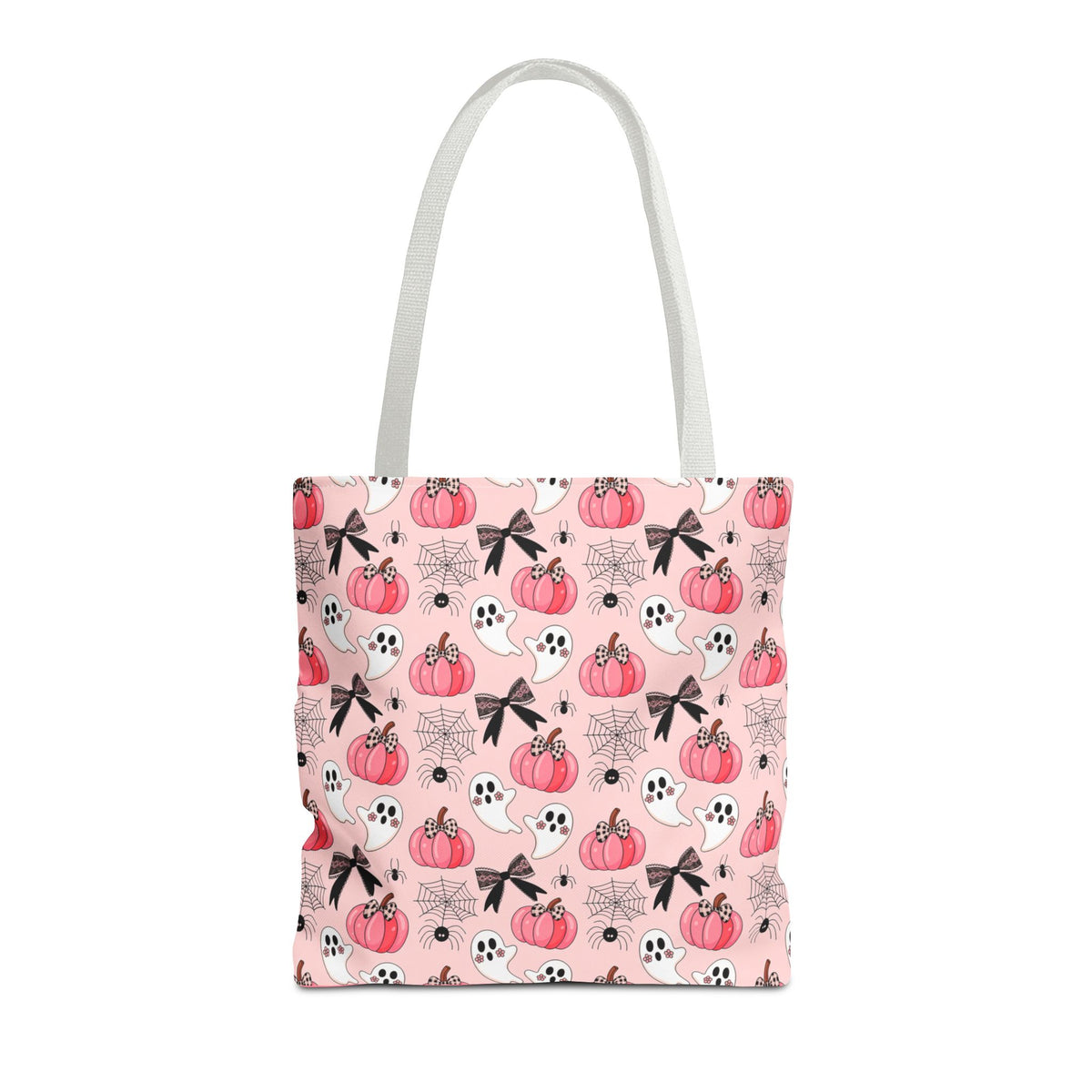 Coquette Pumpkin Halloween Tote Bag - Cute Ghosts and Bows Carryall