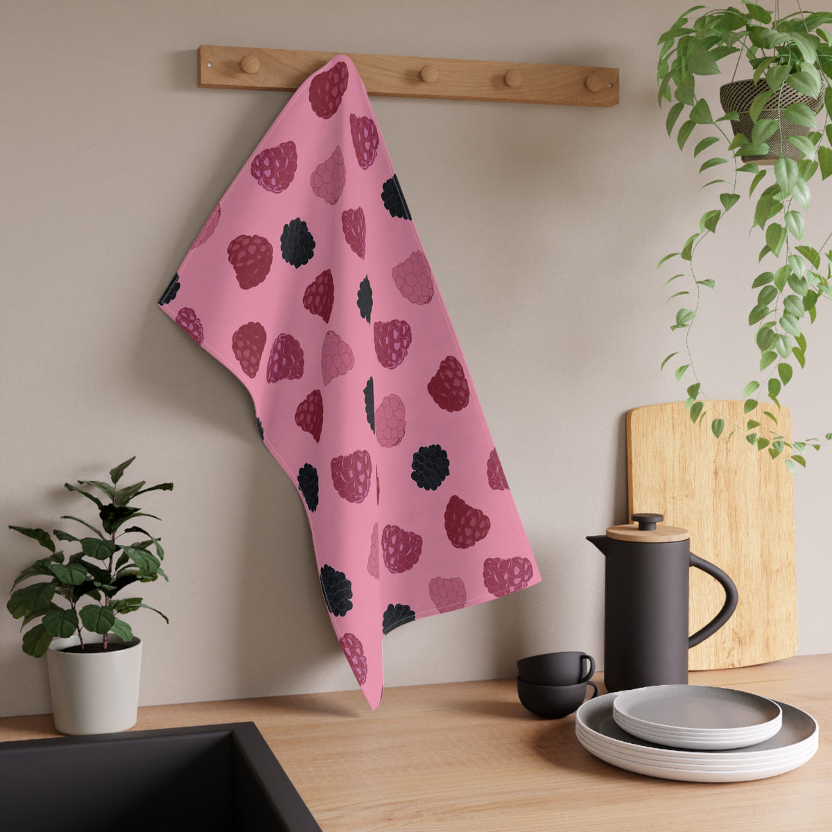 Pop Art Kitchen Towel - Pink Berry Decorative Towel