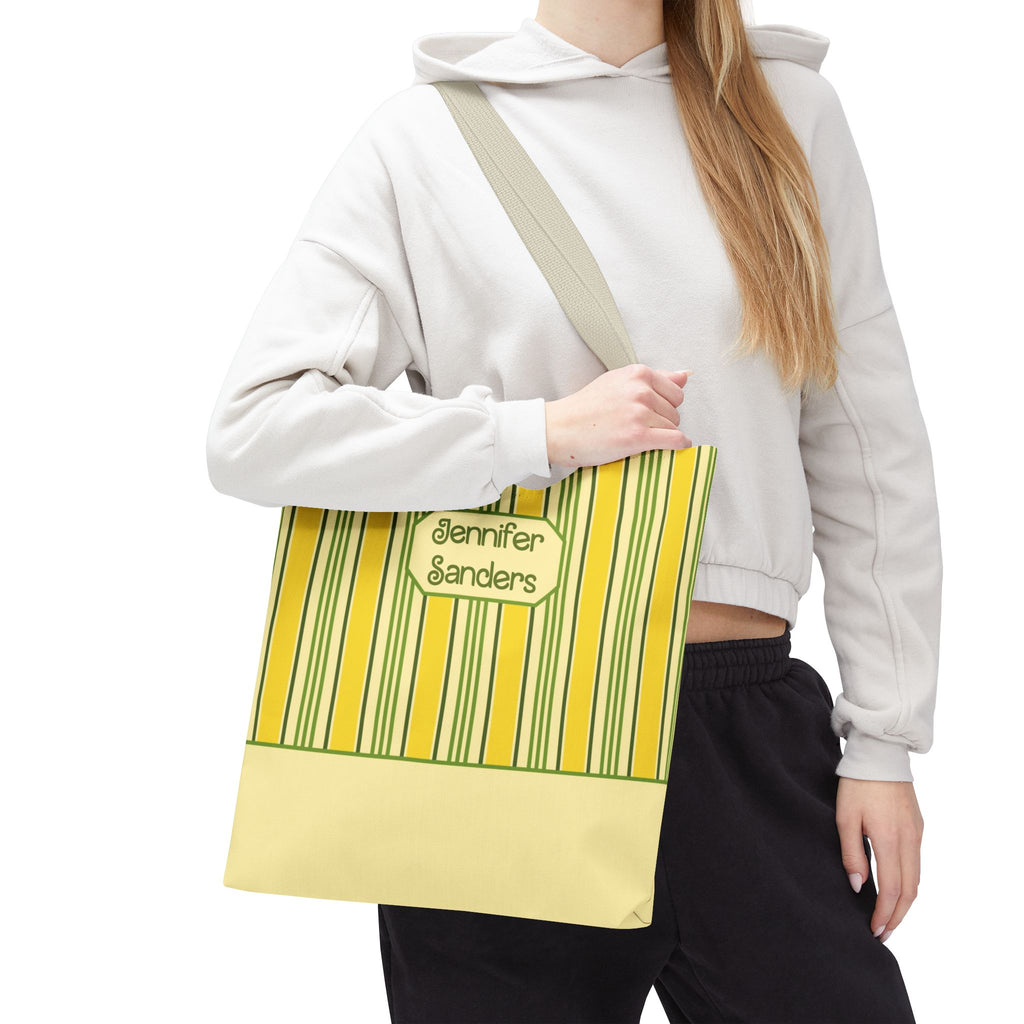 Personalizable Yellow and Green Striped Tote – Bright Summer Market Bag
