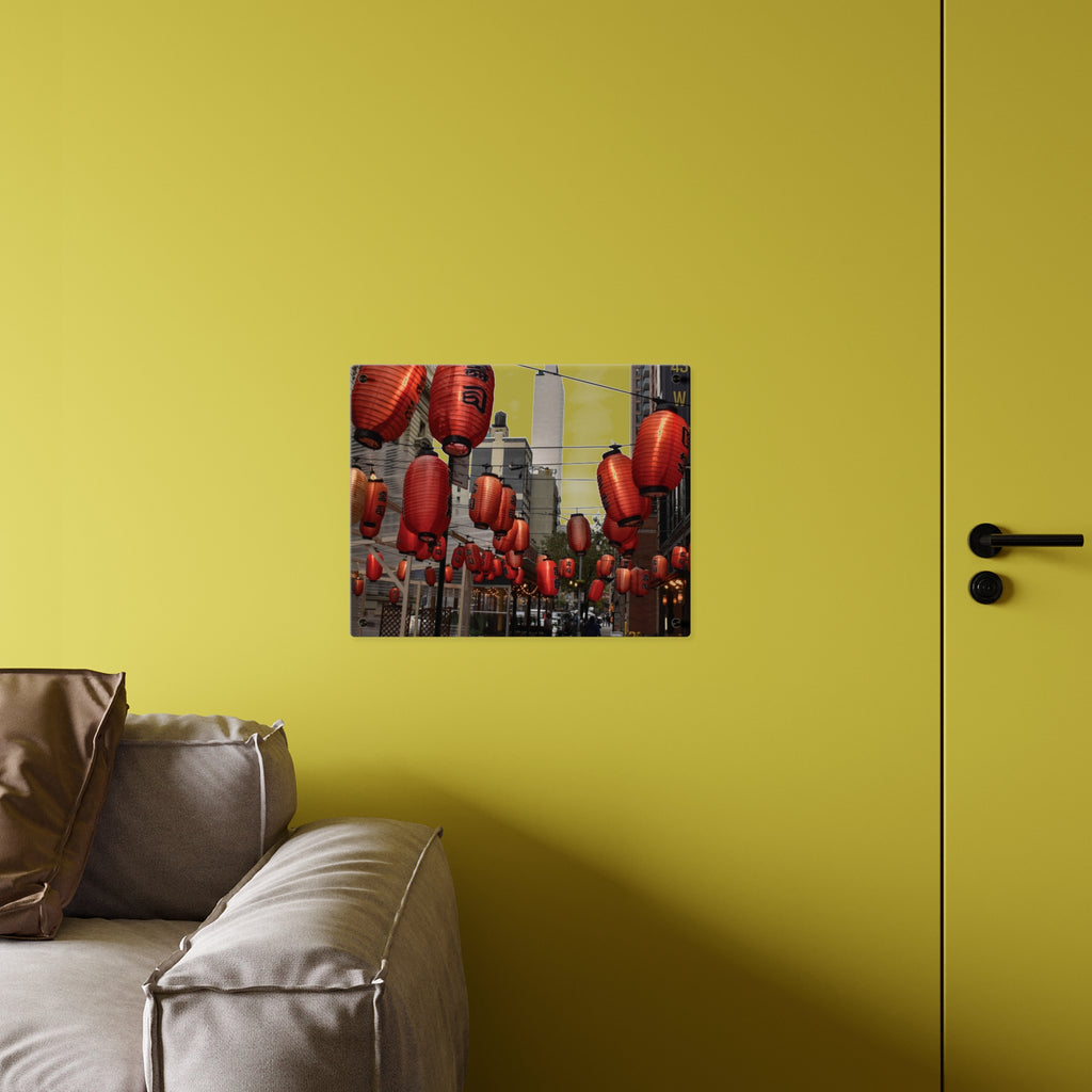 Urban Streetscape Wall Art - Red Lanterns Photo Acrylic Panel