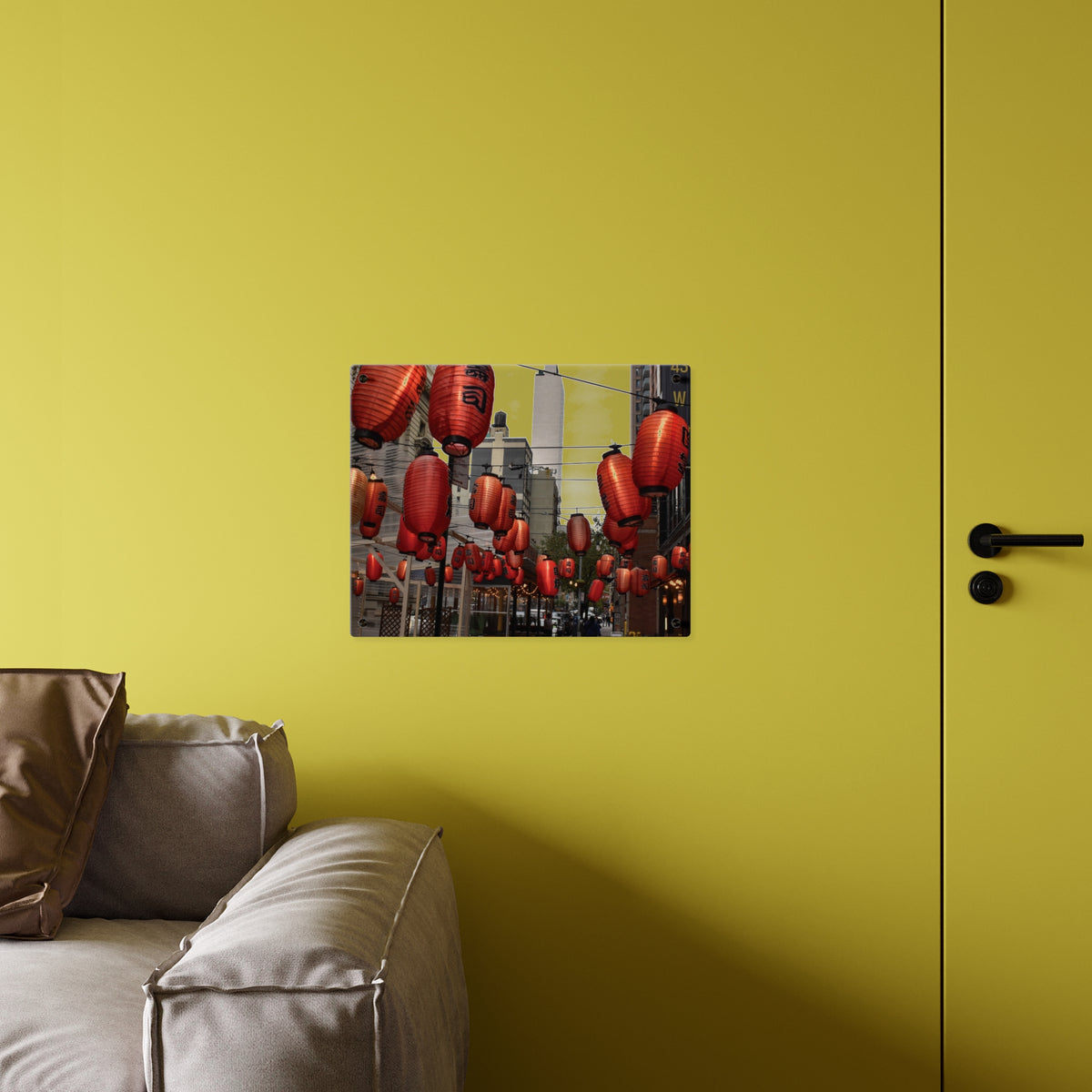 Urban Streetscape Wall Art - Red Lanterns Photo Acrylic Panel