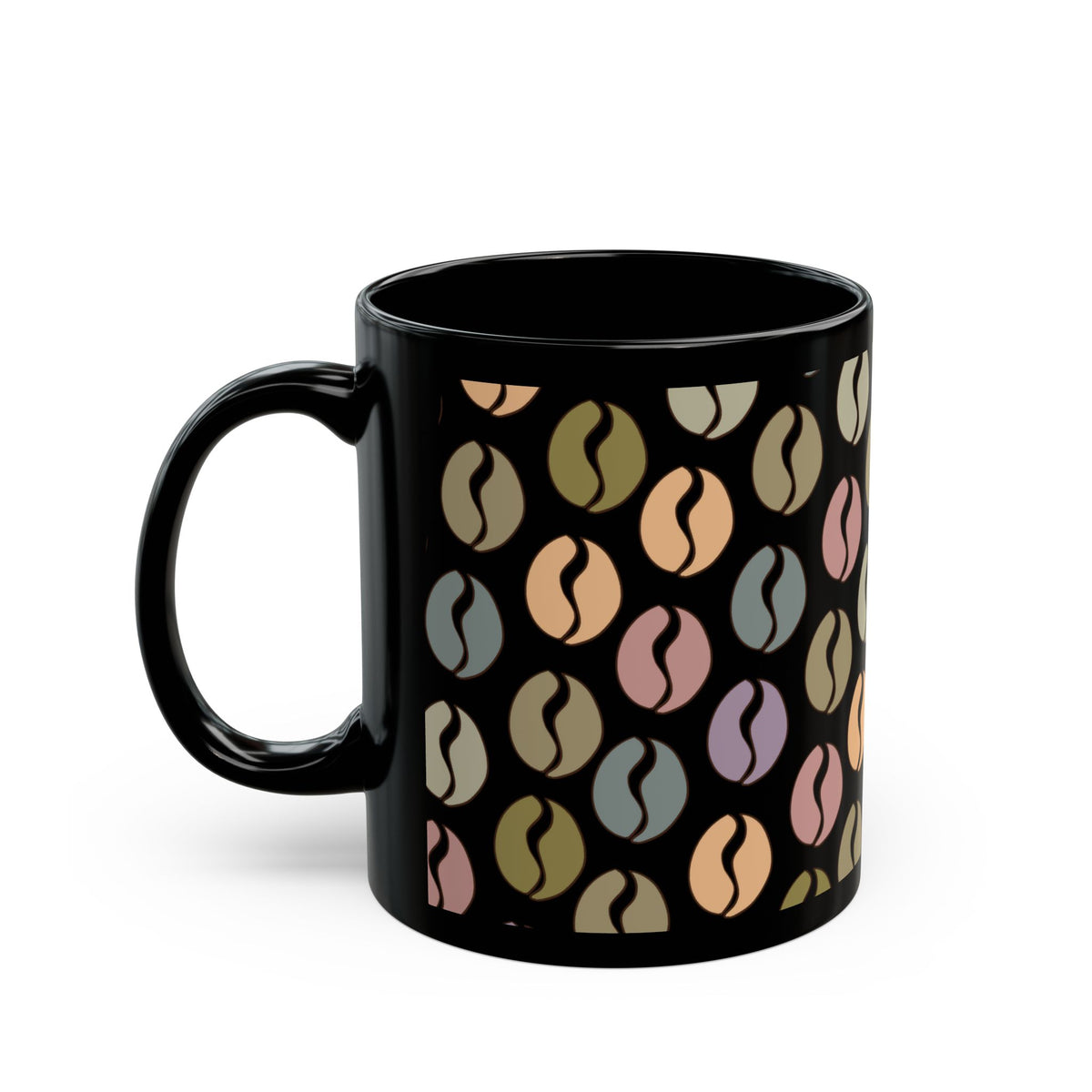 Colorful Vibes Coffee Bean Mug in Black