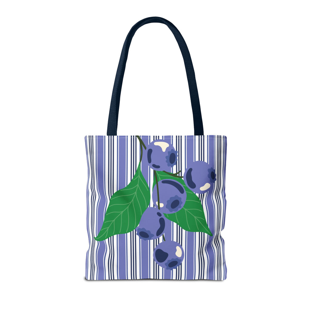 Blueberry Stripe Tote Bag - Summer Fruit Market Tote