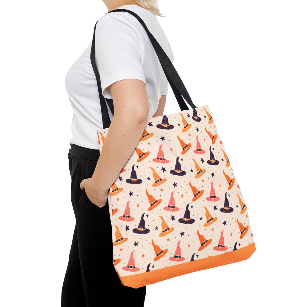 Halloween Witch Hat Tote Bag - Cute All-Over-Print Spooky Pattern