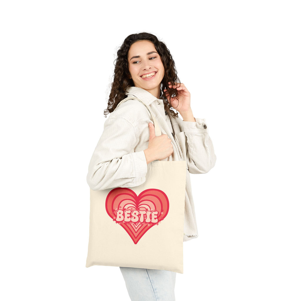 Best Friend Tote Bag - Personalizable Strawberry Milk Pink Bestie Canvas Tote