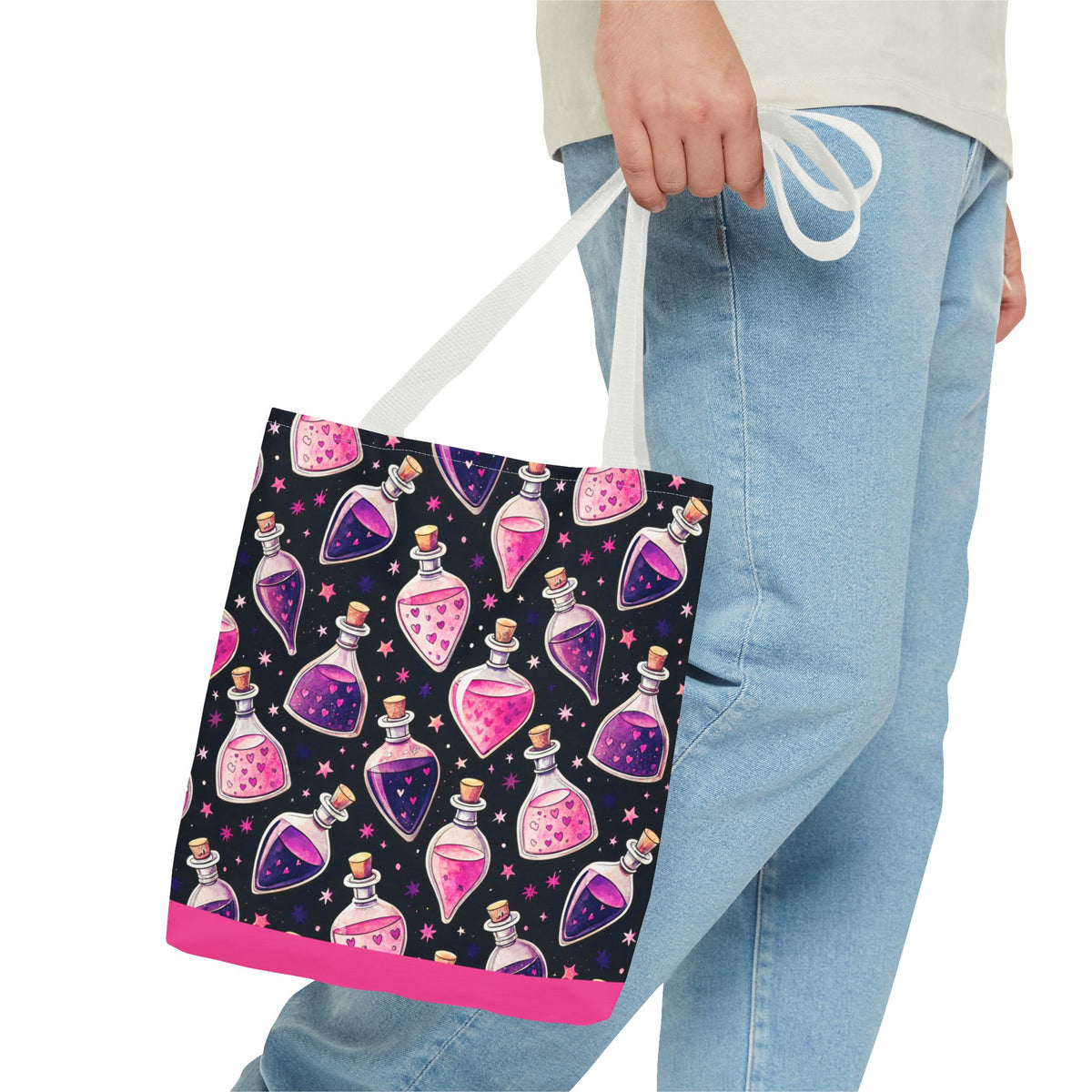 Cute Spooky Potion Bottle Bag - Pink and Purple Magic Halloween Tote