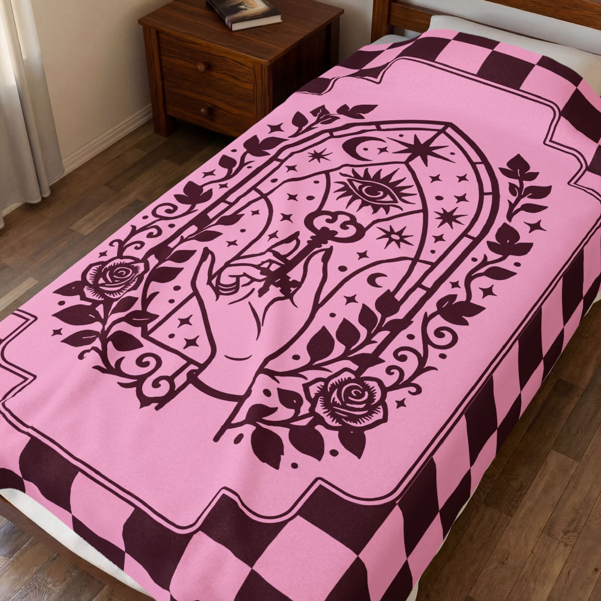 Retro Modern Key to Wisdom Velveteen Plush Blanket