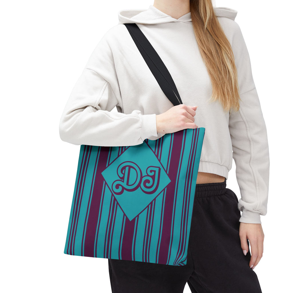 Striped Blue and Purple Monogram Bag - Vibrant Personalizable Market Tote
