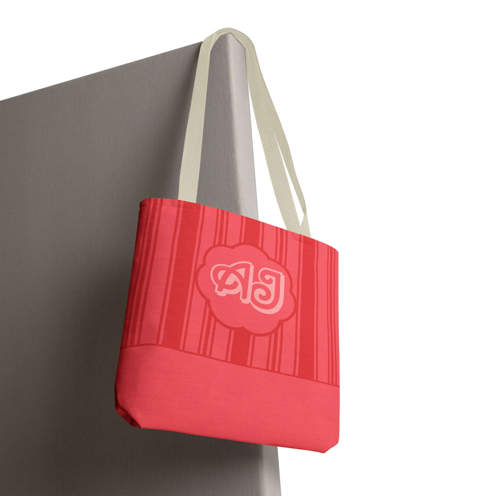Monogram Pink Striped Tote Bag —Personalizable Market Tote