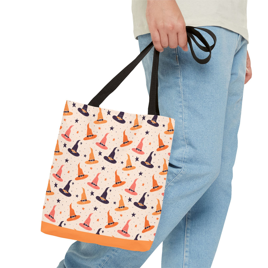 Halloween Witch Hat Tote Bag - Cute All-Over-Print Spooky Pattern