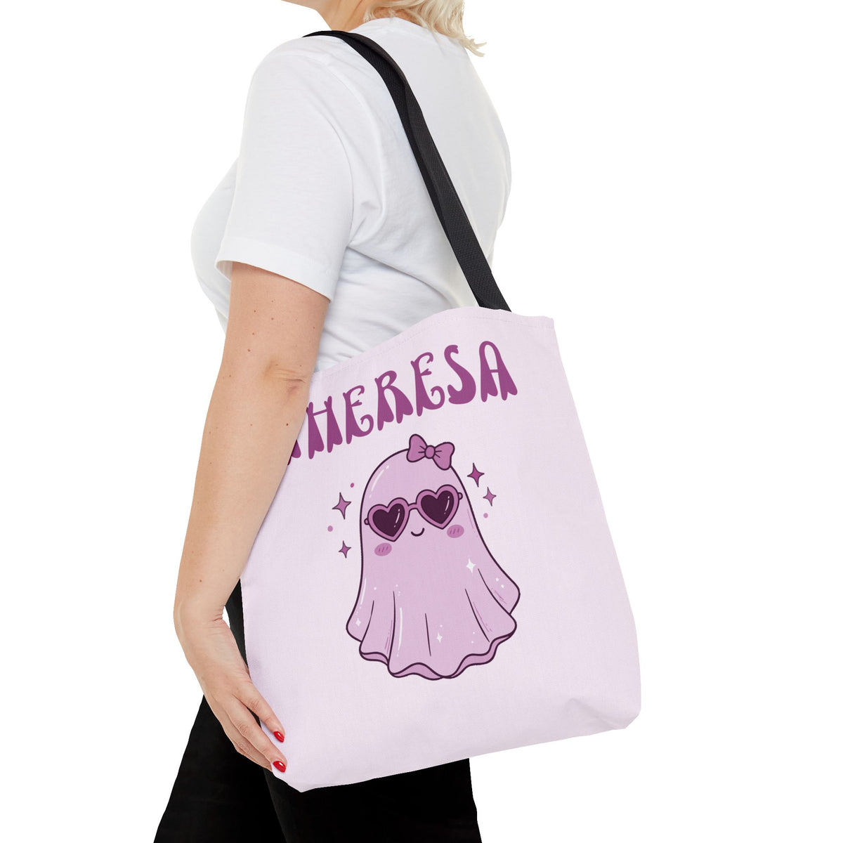 Personalized Purple Trick-or-Treat Tote - Cool Ghost 'So Cute It's Spooky' Halloween Bag