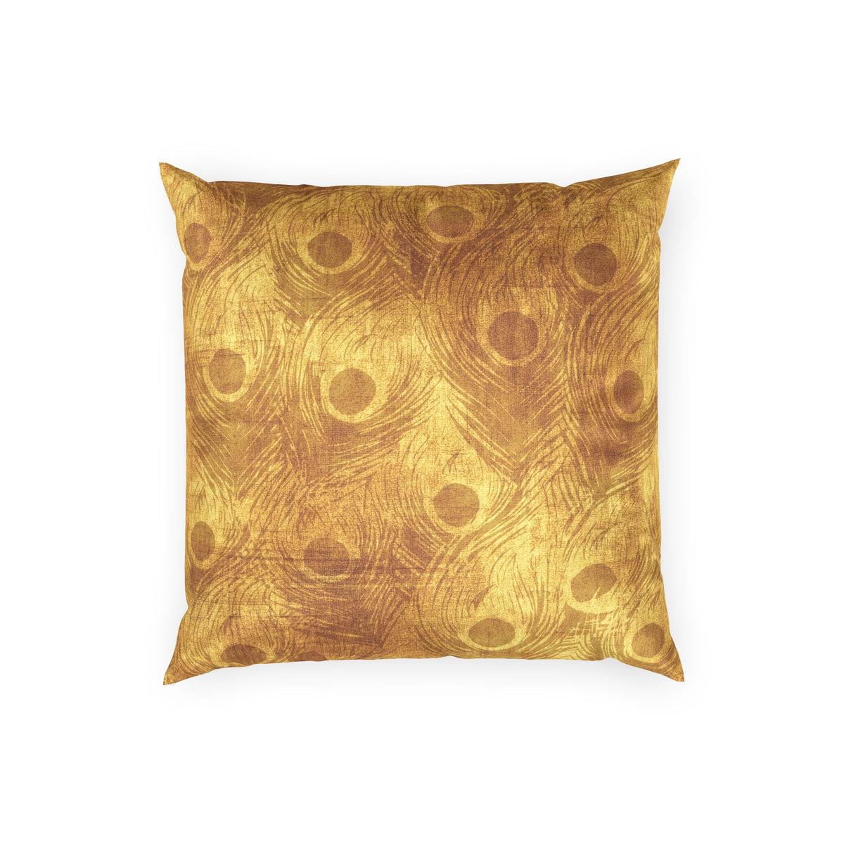 Peacock Accent Pillow - Decorative Gold Feather Velvet Pillow