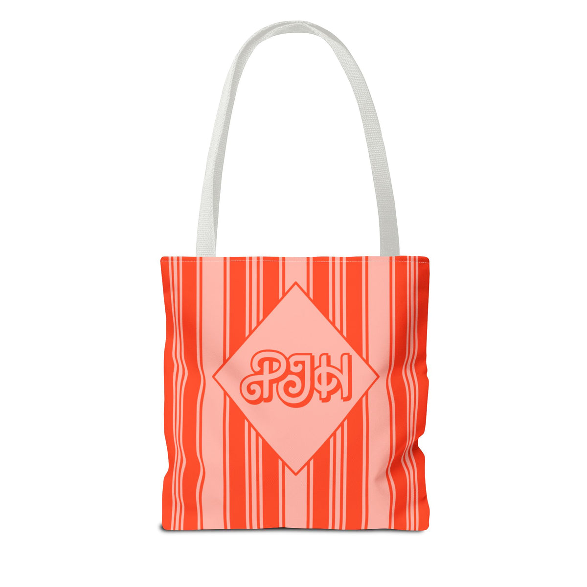 Personalizable Striped Vermillion Tote Bag – Vibrant Vertical Stripe Beach and Market Tote