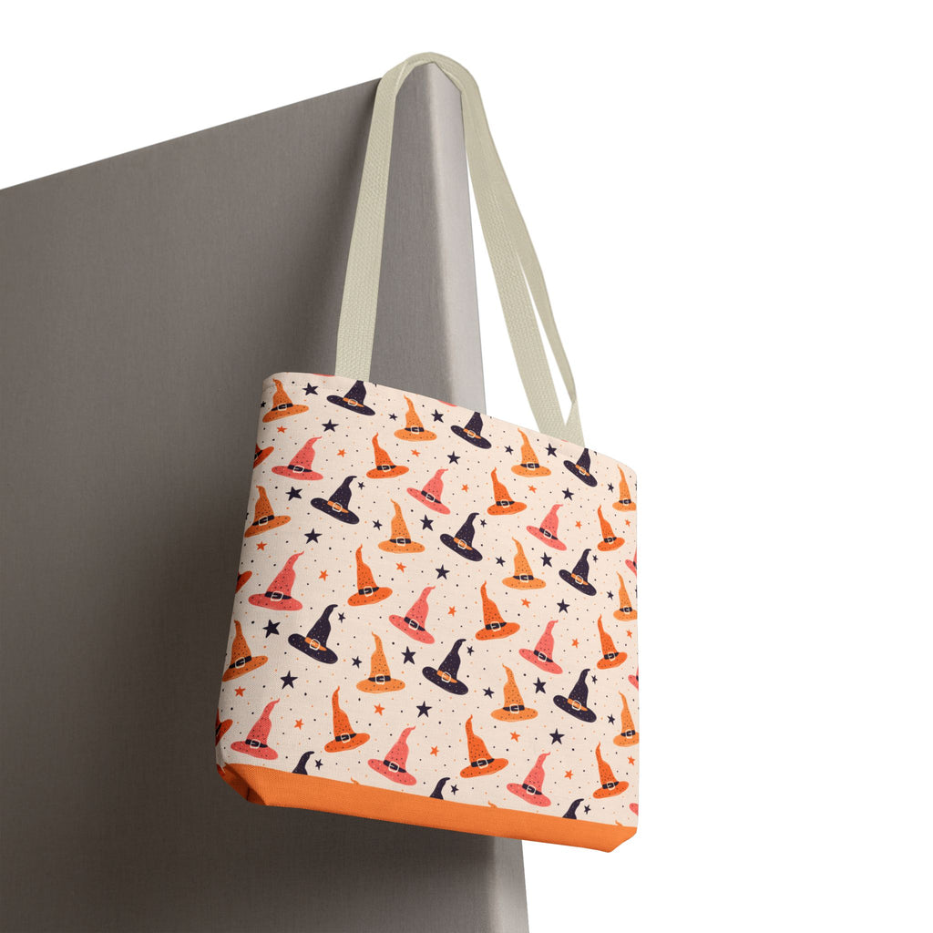 Halloween Witch Hat Tote Bag - Cute All-Over-Print Spooky Pattern