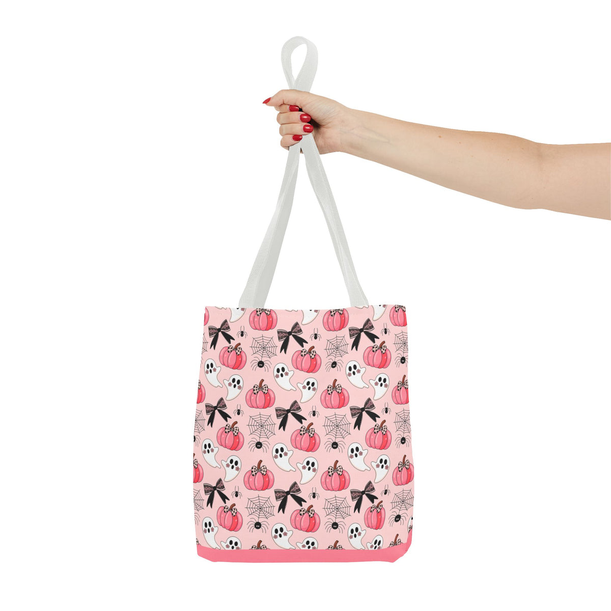 Coquette Pumpkin Halloween Tote Bag - Cute Ghosts and Bows Carryall