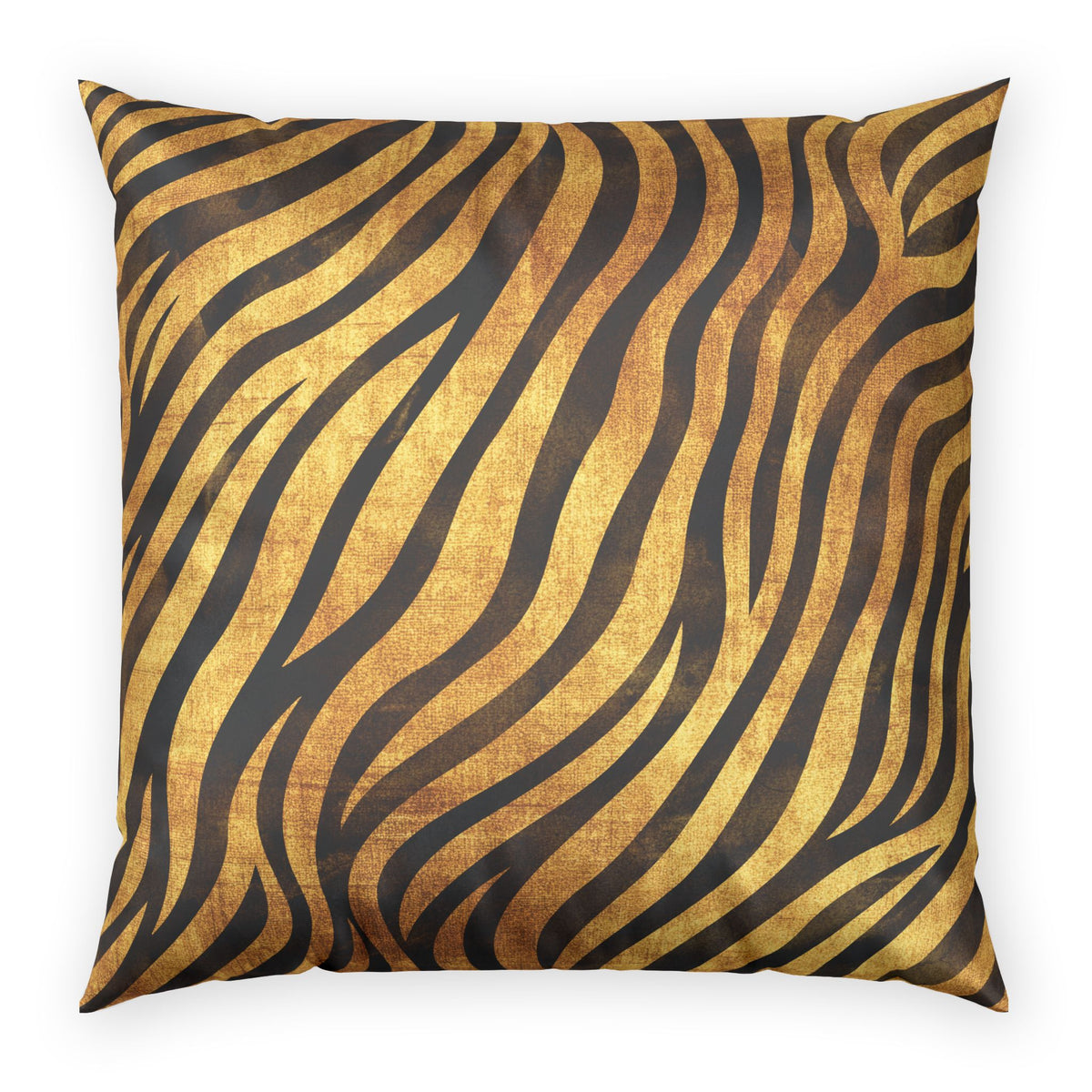 Animal Print Velvet Pillow - Gold Zebra Pattern Decorative Throw Pillow